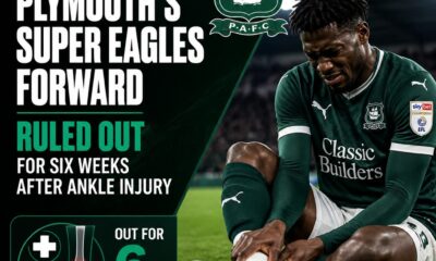 Plymouth forward Owen Oseni set to miss six weeks with ankle injury