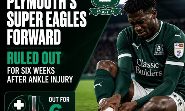 Plymouth forward Owen Oseni set to miss six weeks with ankle injury