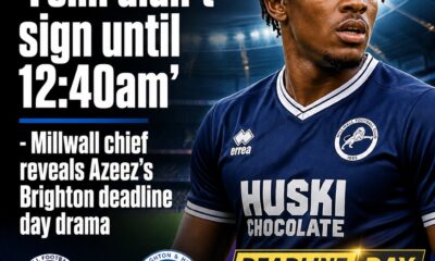 Femi Azeez’s Brighton move completed at 12:40am after Millwall deadline-day wait
