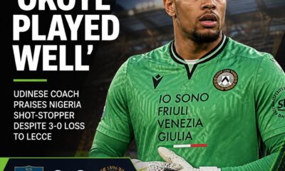 Okoye earns backing from Runjaic despite Udinese’s fifth straight Serie A defeat