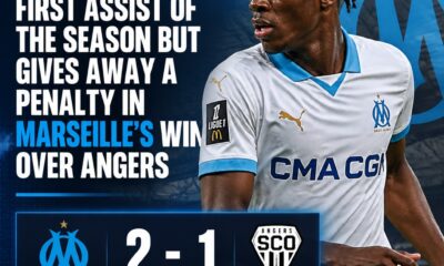 Nnadi provides first assist of season as Marseille overcome Angers 5-2