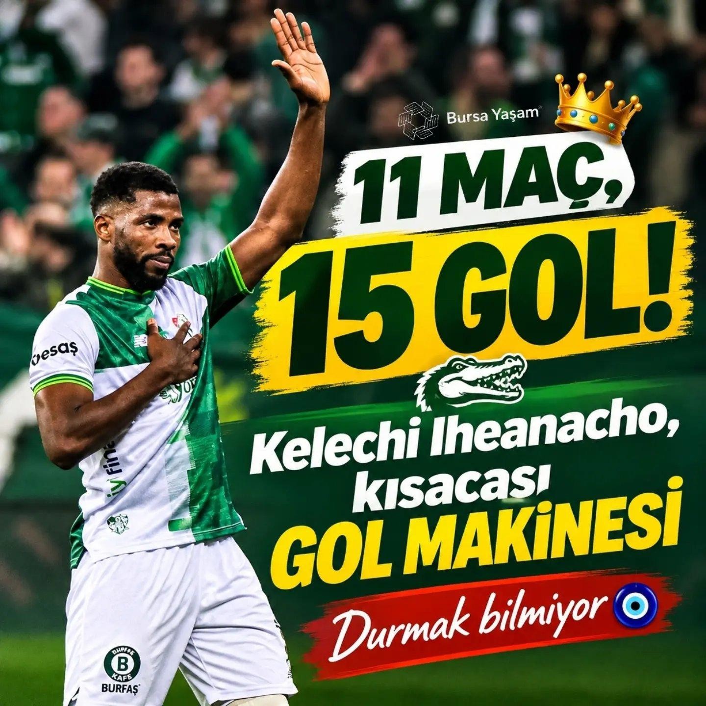 Kelechi Iheanacho extends scoring run to 11 games in Trendyol 1. Lig
