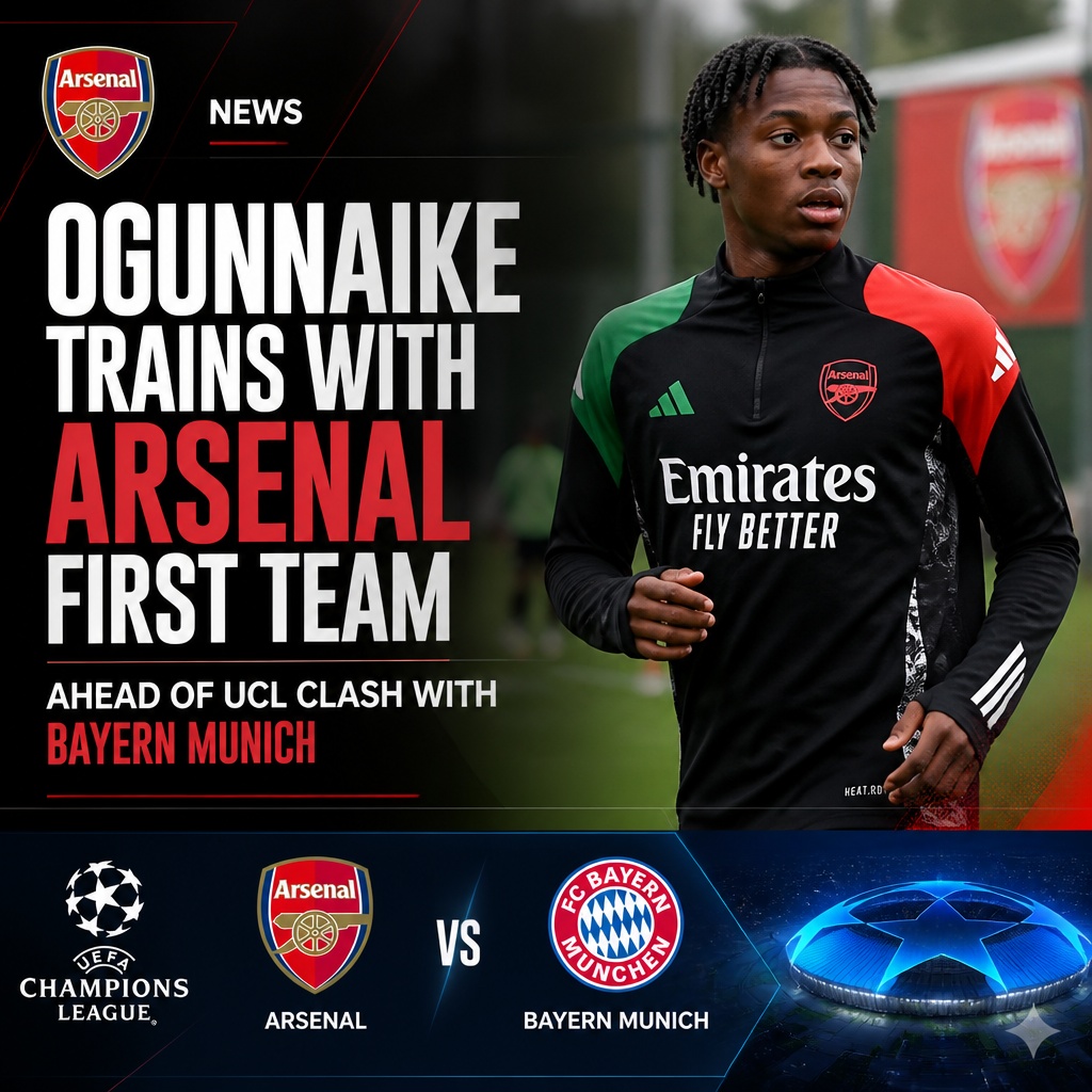 Arsenal give Josh Ogunnaike first-team chance before Bayern Munich tie