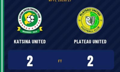 Katsina United rally from two goals down to draw 2-2 with Plateau United