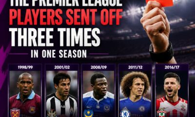 Seven players who were sent off three times in a Premier League season
